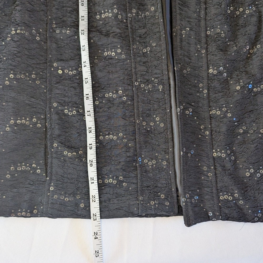 Dressbarn Womens XL Black Crinkle Sequin Open Front Jacket Evening 3/4 Sleeve - Picture 8 of 8
